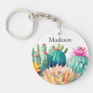 Cacti And Succulent With Name Key Ring