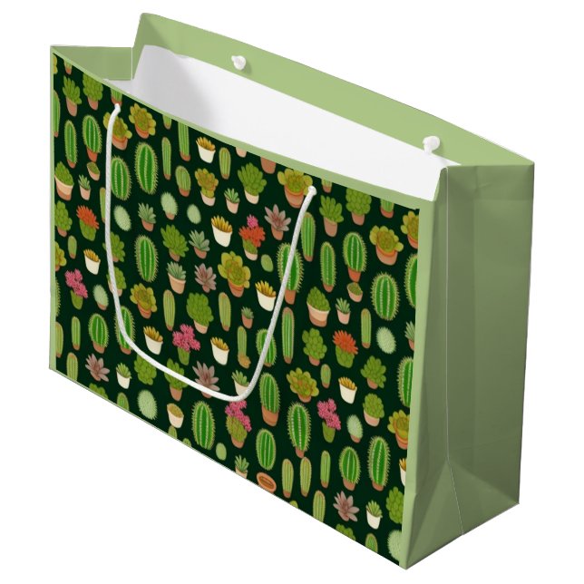 Cacti and Succulent Wonderland Large Gift Bag (Front Angled)