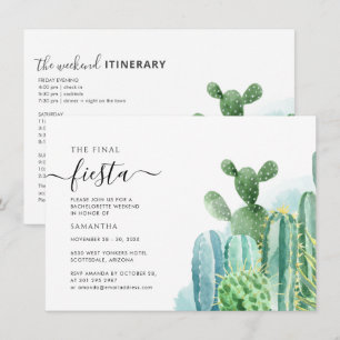 Cacti Bachelorette Weekend Party with Itinerary Invitation