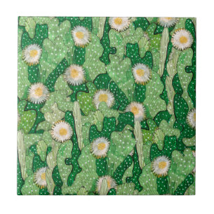 Cacti Cactus Succulent Flowers Camouflage Pattern Tile