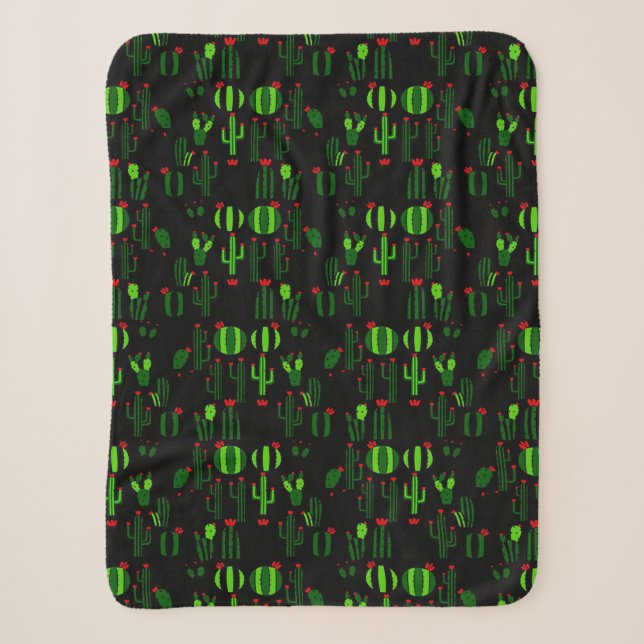 Cacti Cluster Sherpa Blanket (Front)