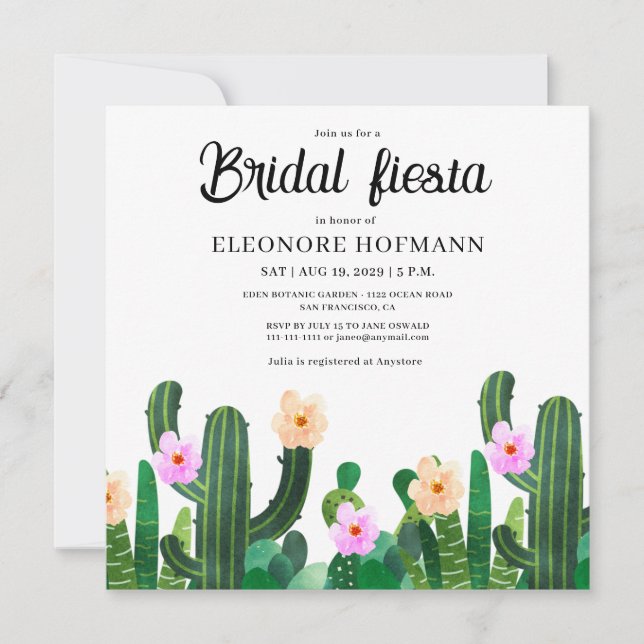 Cacti flowers  Bridal Fiesta Invitation (Front)