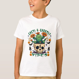 Cacti & Ghostly Vibes: Spooky Pumpkin Design T-Shirt