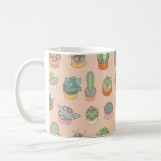 Cacti in pots, vintage pattern. coffee mug