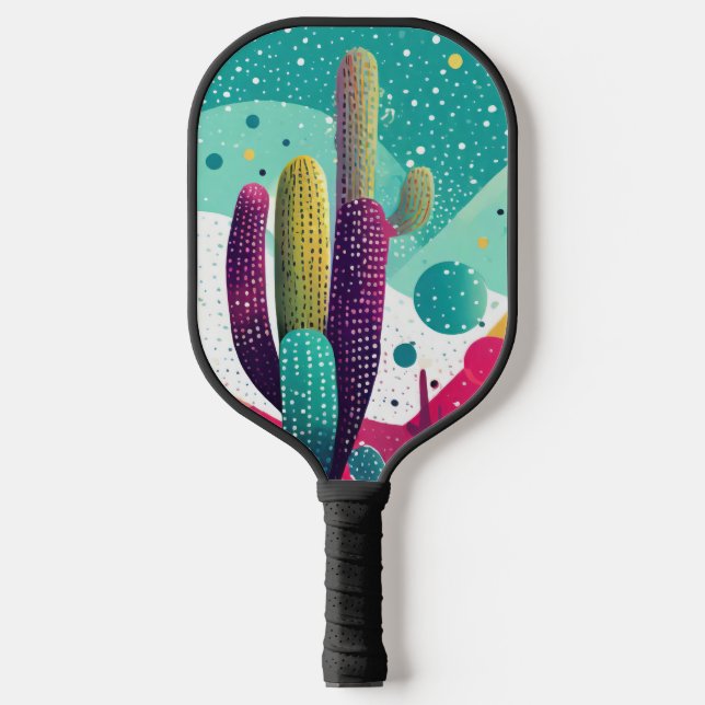 Cacti in vibrant colours pickleball paddle (Front)