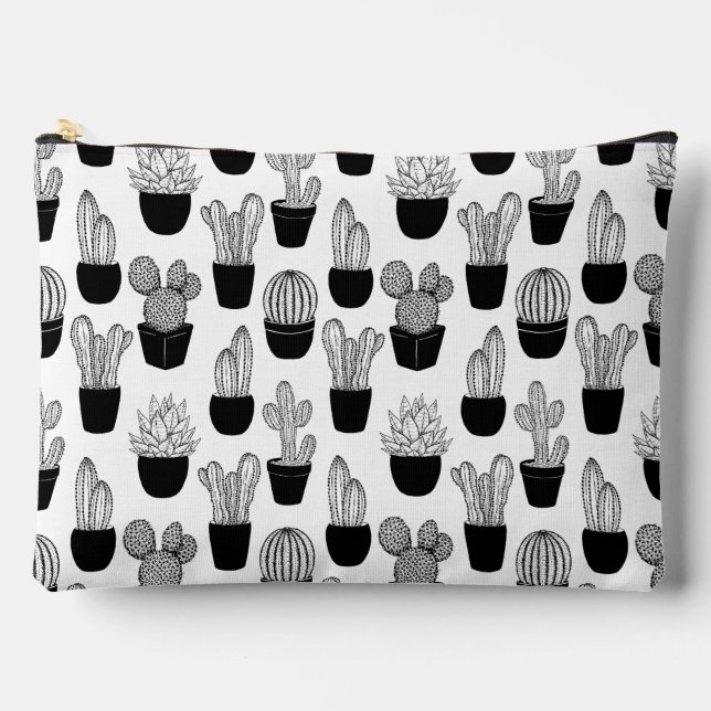 Cacti Line Art Pattern Accessory Pouch (Front)