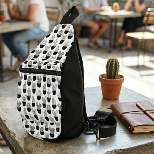 Cacti Line Art Pattern Sling Bag