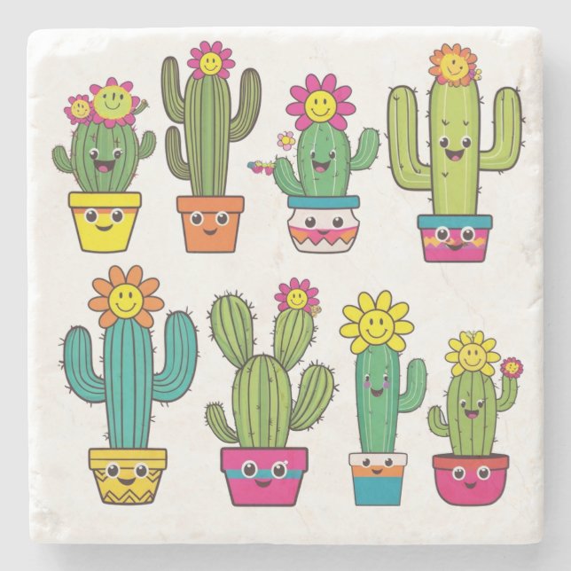 Cacti lovers cute ones stone coaster (Front)
