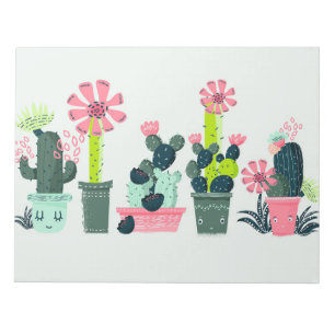 Cacti On Green Notepad