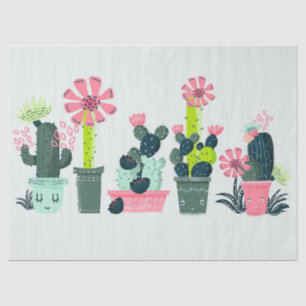 Cacti On Green Tissue Paper