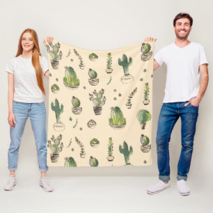 Cacti Plants Pattern Fleece Blanket