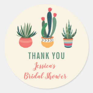 Cacti Succulent Bridal Shower Favour Sticker
