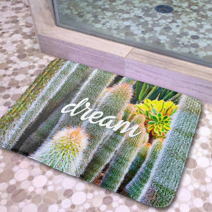 Cacti succulent dream quote script bold modern  bath mat