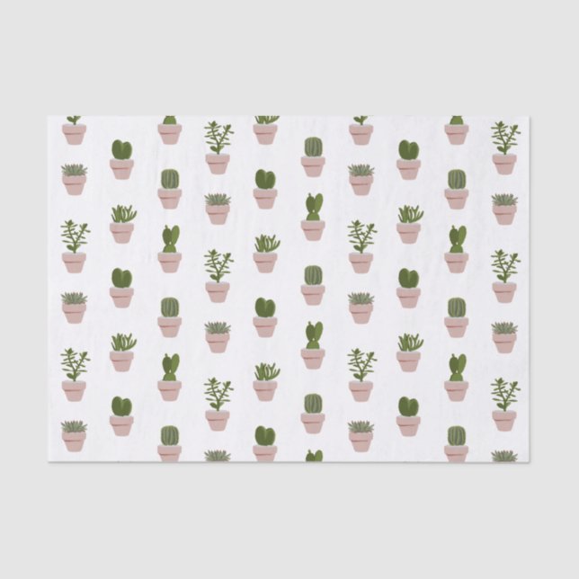 Cacti & Succulent – Pink - Transparent Tissue Paper (Front)