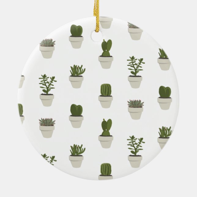 Cacti & Succulent – White Ceramic Tree Decoration (Back)