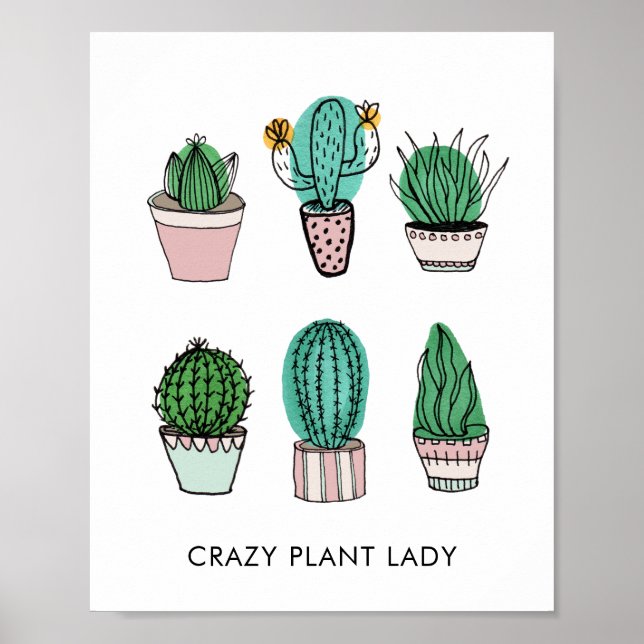Cacti succulents illustration personalised poster (Front)