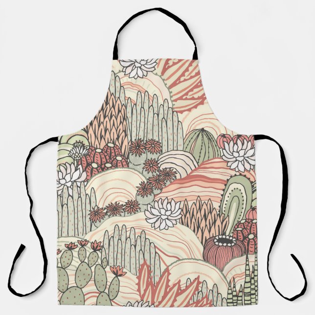 Cacti Succulents Outdoor Landscape Pattern Apron (Front)
