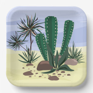 Cacti, succulents . paper plate