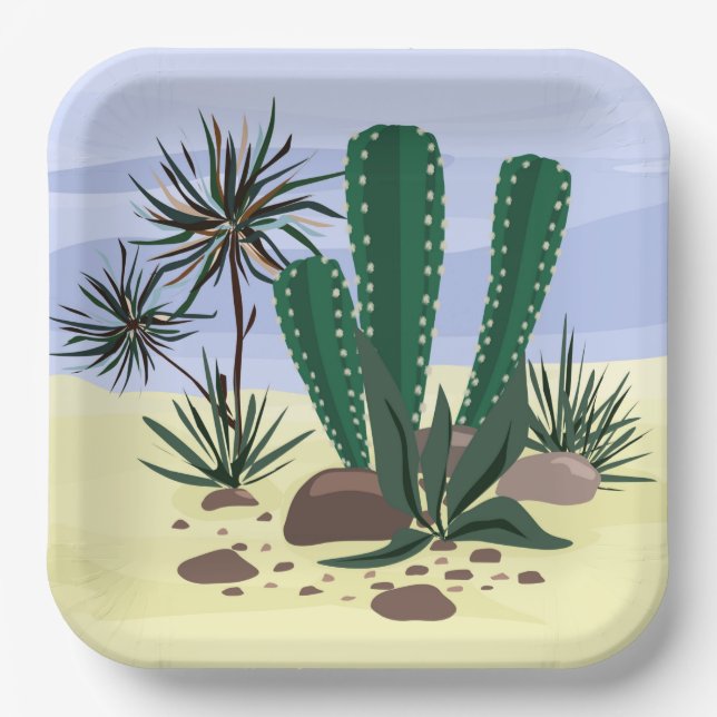 Cacti, succulents . paper plate (Front)