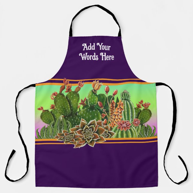 Cacti & Succulents pattern Apron (Front)
