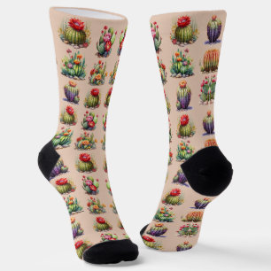 Cacti Watercolor Pattern Socks