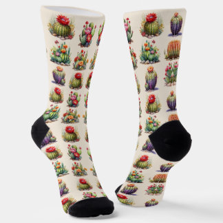 Cacti Watercolor Pattern Socks