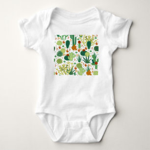 Cacti White Background: Vintage Graphics. Baby Bodysuit