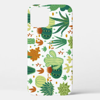 Cacti White Background: Vintage Graphics. iPhone 12 Case