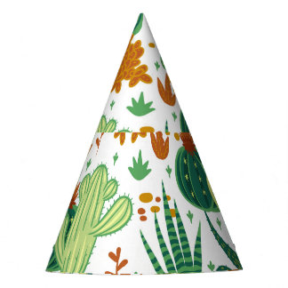 Cacti White Background: Vintage Graphics. Party Hat
