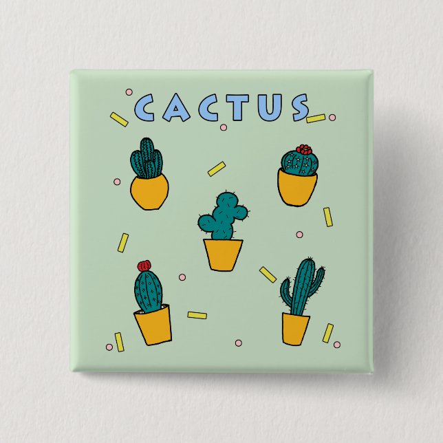 Cactus 15 Cm Square Badge (Front)
