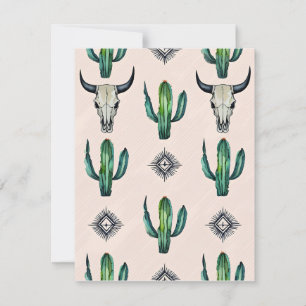 Cactus and Cow Skulls Holiday Card