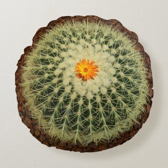 Cactus  and Flower Ceramic Photo Tile Round Cushion (Front)