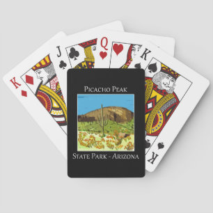 Cactus and flowers as seen in Picacho state park Playing Cards