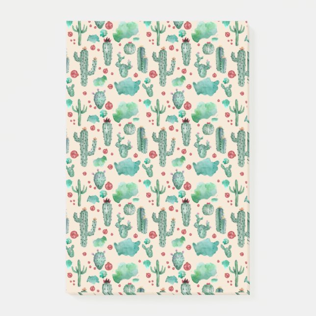 cactus and ladybug pattern - beige background post-it notes (Front)