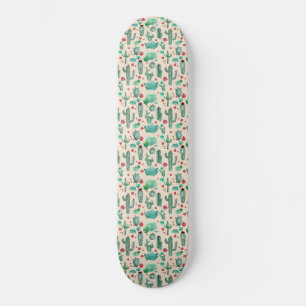 cactus and ladybug pattern - beige background skateboard