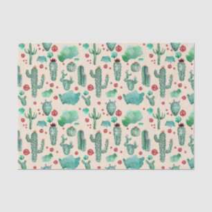 cactus and ladybug pattern - beige background tissue paper