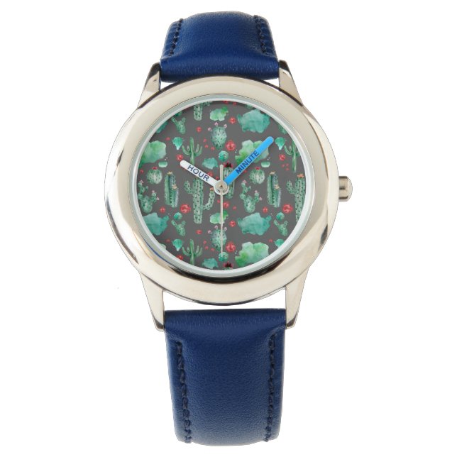 cactus and ladybug pattern - black background watch (Front)