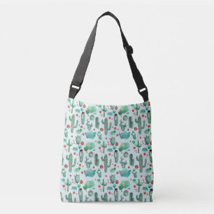 cactus and ladybug pattern - light blue background crossbody bag