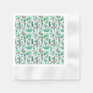 cactus and ladybug pattern - light blue background napkin
