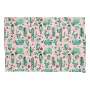 cactus and ladybug pattern - light pink background pillowcase