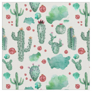 cactus and ladybug pattern - white background, fabric