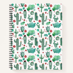cactus and ladybug pattern -white background notebook