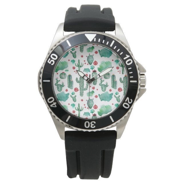 cactus and ladybug pattern -white background watch (Front)