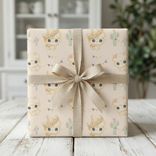 Cactus and Llama Baby Shower Wrapping Paper 
