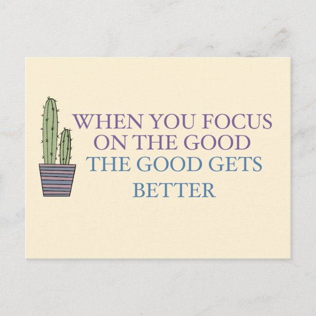 Cactus and Positive Quote  Postcard (Front)