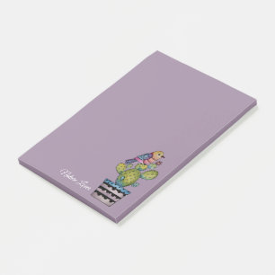 Cactus And Rainbow Bird In Watercolor Post-it Notes