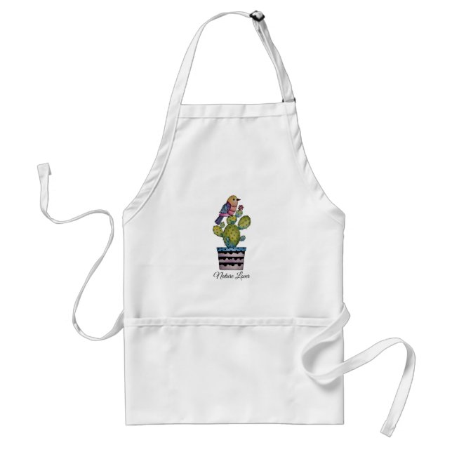 Cactus And Rainbow Bird In Watercolor Standard Apron (Front)
