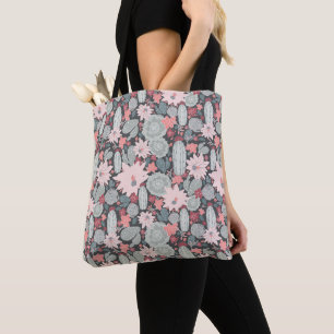 Cactus And Succulent Plants In Pinks Mint Pattern Tote Bag