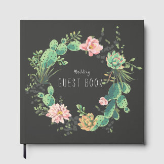 Cactus and Succulent Rustic Boho Wedding Guest Book