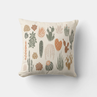 Cactus and succulent seamless pattern cushion